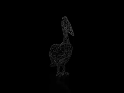 Pelican Wireframe Low-poly 3D model
