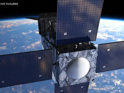  Modern Space Satellite with Solar Panels 