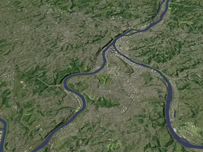 Pittsburgh Pennsylvania USA in 30 km x 30 km - city and urban 3D model
