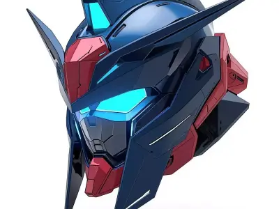 Cyber-Mecha Guardian Helmet 3D Model Low-poly 3D model