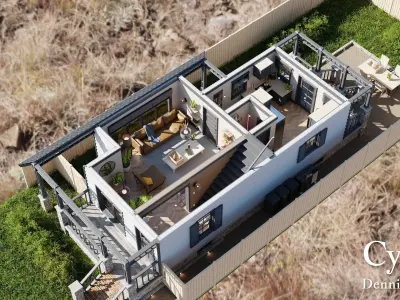 Modular Classic Style American House 4 Low-poly 3D model