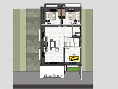House 12x14m code 403- Sketchup 3D model