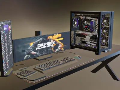 Gaming PC 3D model Low-poly 3D model