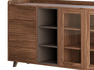 Asian Brown Wood Sideboard 3D model