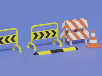 Cartoon Street Elements 3D model