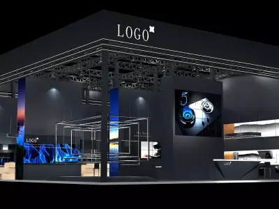 Modern Black Tech Exhibition Booth Design 3D model