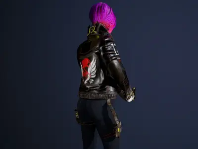 Cyberpunk Girl Low-poly 3D model