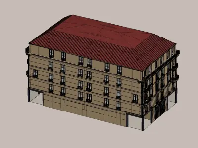 Classic five-story apartment building 3D model