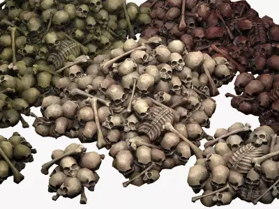 Pile of Bones and Skulls Set Low-poly 3D model