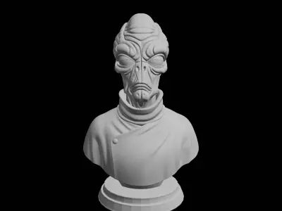 Grey Alien Bust 3D print model