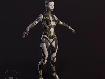 Sci-Fi robot Low-poly 3D model