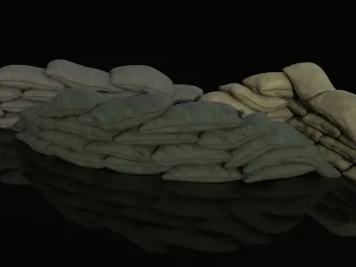 Urban and Military Sandbag Wall Free 3D model