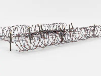 Low Poly Barb Wire Obstacle Low-poly 3D model