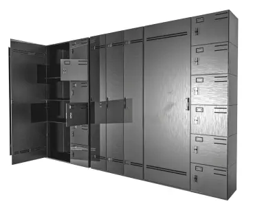 Metal Cabinet  Set Low-poly 3D model