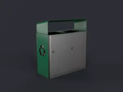 Street Trash Can 18 PBR Game Ready Low-poly 3D model