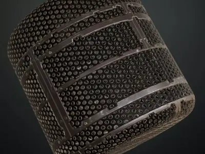 Dark Perforated Metal Grill Panel Transparent PBR Seamless Texture