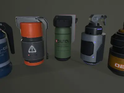 Sci-fi grenades pack set vol 1 Low-poly 3D model