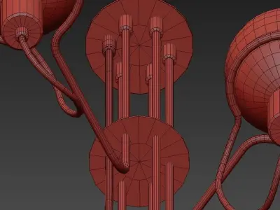 GHOST chandelier with five balls and base 3D model