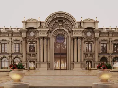 Luxurious classical palaces  mansions opera houses Low-poly 3D model