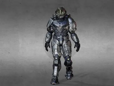 Armored Character game ready Low-poly 3D model