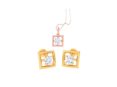 Solitaire Super Light Weight Earring Pendant Set 3D print model