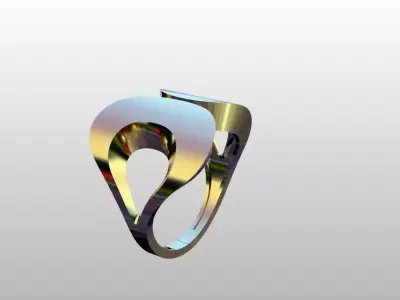 Modern Sculptural Adjustable Ring 3DM STL 3D print model 4