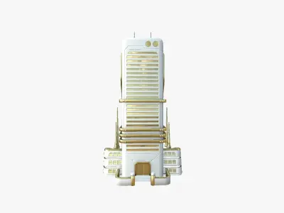 SciFi Building A11 Gold - Sci Fi Exterior Design Low-poly 3D model