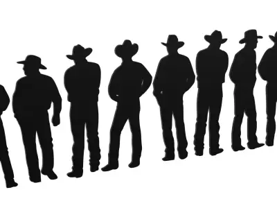 Cowboy Silhouette Low-poly Low-poly 3D model