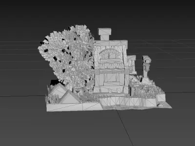 Stylish riverside cottage Low-poly 3D model