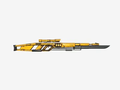 SciFi Sniper Gunblade A06 Yellow Dirt - Fiction Weaponry Low-poly 3D model