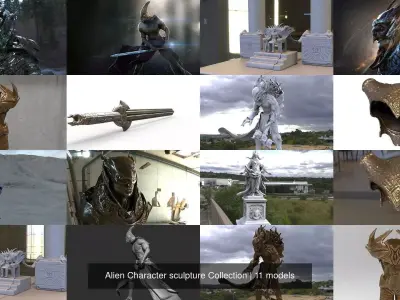 Alien Character sculpture Collection 3D Model Pack