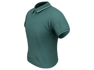 Men Green Polo Neck Shirt Low-poly 3D model