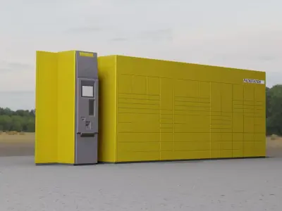 Packstation Object -7- Huge Packstation with Touchpad Interface Low-poly 3D model