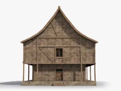 Medieval house x28 Low-poly 3D model