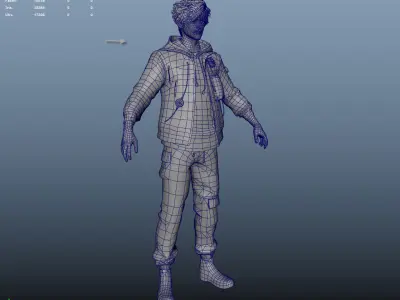 Rigged Fashion techwear man scifi  future Low-poly 3D model