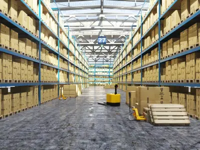 Warehouse 7 industrial building with roof 3D model