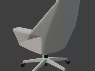 Futuristic Low Poly High Back White Geometric Office Chair 3D model