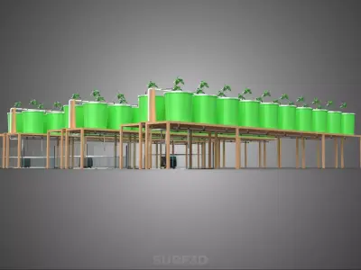 DUTCH BUCKET HYDROPONIC CROP PLANT FACTORY GREENHOUSE PRODUCTION 3D model