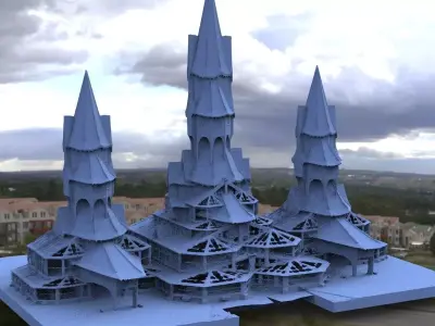 Witches houses together new with greenhouses  2 3D 3D model