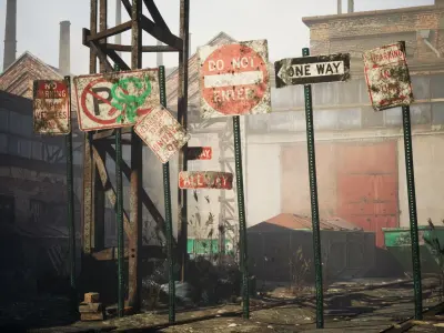 Traffic Sign01 Abandoned Low-poly 3D model