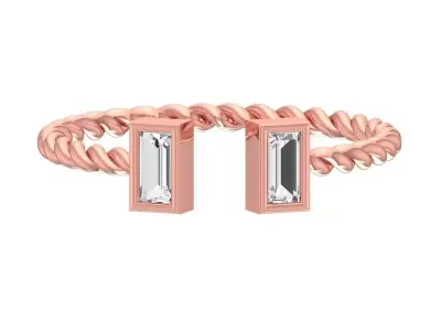 Solitaire Women Light Weight Baguette stone Twisted Band Ring 3D print model