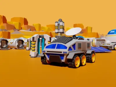 Mars Station Low-poly 3D model