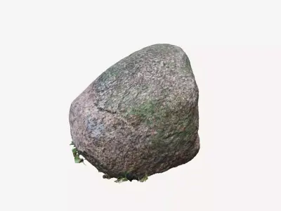Round Stone With Moss and Leaves - A - Cleaned Version 3D model
