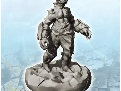 Orc in armor with pointed ears and hands 13 - Medieval Fantasy M 3D print model