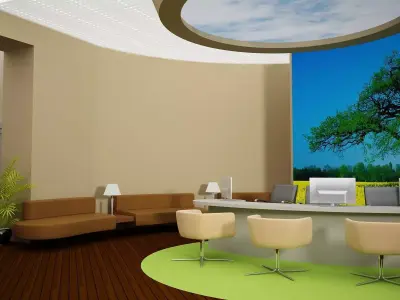 reception office with circular desk 3D model