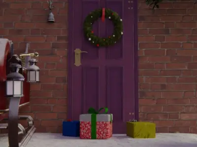 3D Christmas Time Wreath Scene 3D model