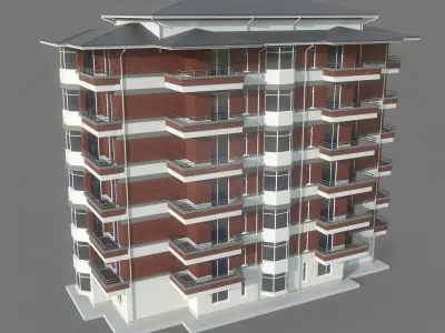Residential Apartment Building  Low-poly 3D model