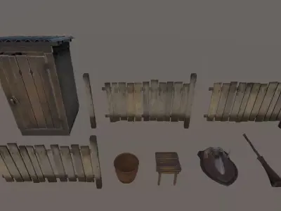 Free Hunters hut Pack Free low-poly 3D model