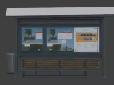 Urban Bus Stop Station 3D Model Low-poly 3D model purchase