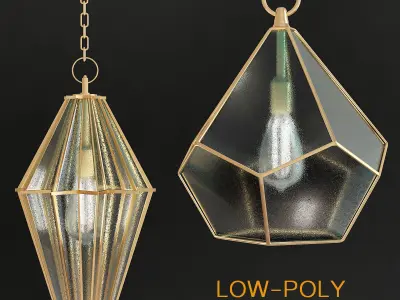 Chandelier 3d model collection 10 Pieces Low-poly 3D model